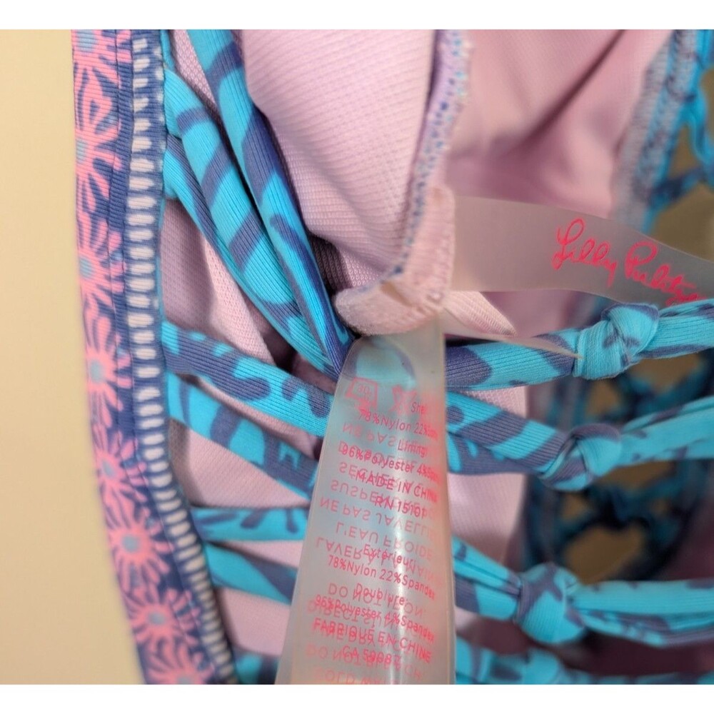 Lilly Pulitzer Lattice One Piece Swimsuit Boho Preppy Beach Vacation Size 12 - Picture 15 of 15